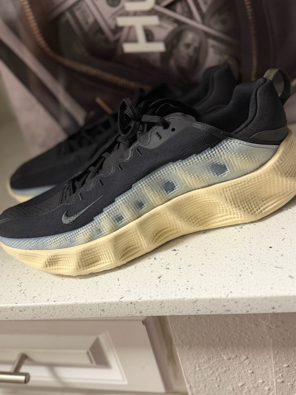 Nike Men’s Black Sneakers with Cream Gradient Midsole